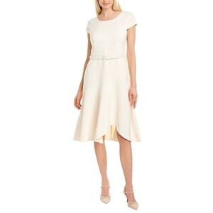 Gal Meets Glam Collection Cecilia Cream A-line Belted Cap Sleeve Dress Size 12
